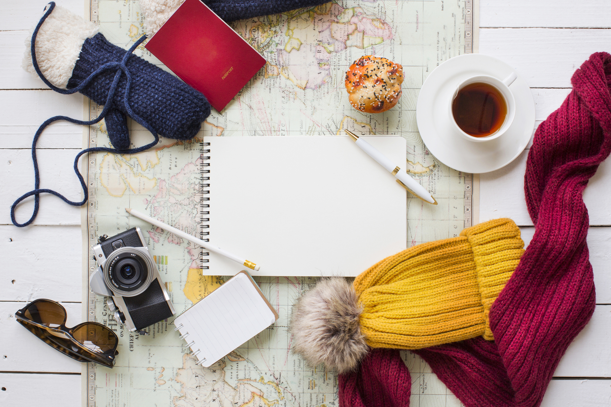 map, coffee, beanie, camera | Moving to Aspen, CO